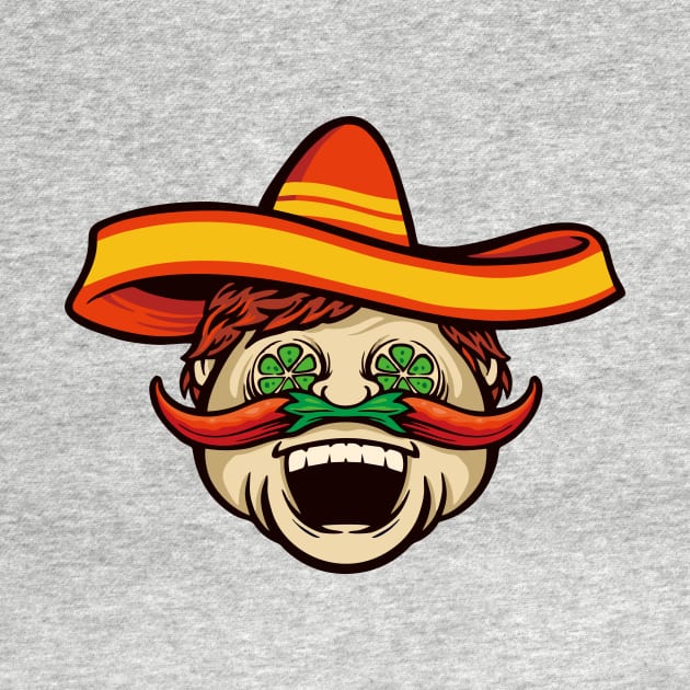 Funny Mexican Cartoon with Chili Pepper Mustache by SLAG_Creative